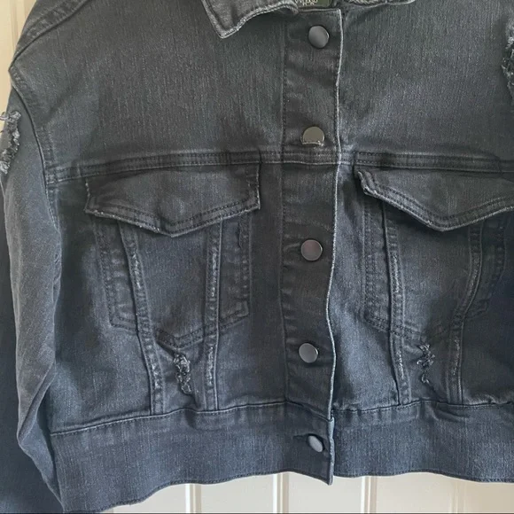 Wild Fable Black Cropped Trucker Denim Jacket XS - Picture 3 of 14